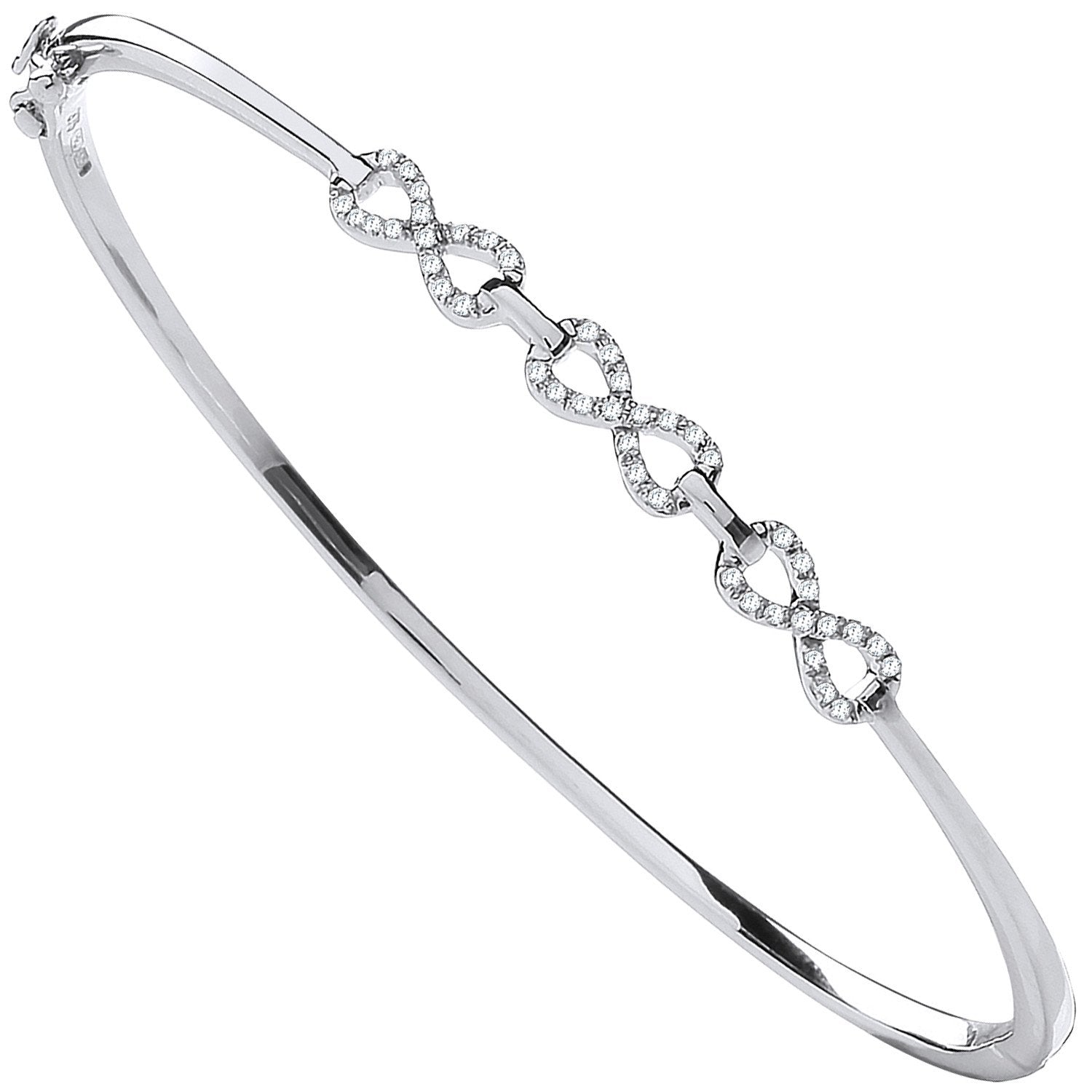 9ct White Gold 0.15ctw Small Infinity Diamond Bangle - Luxury Watch - Certified Authentic – Luxury Watch by Imperial T